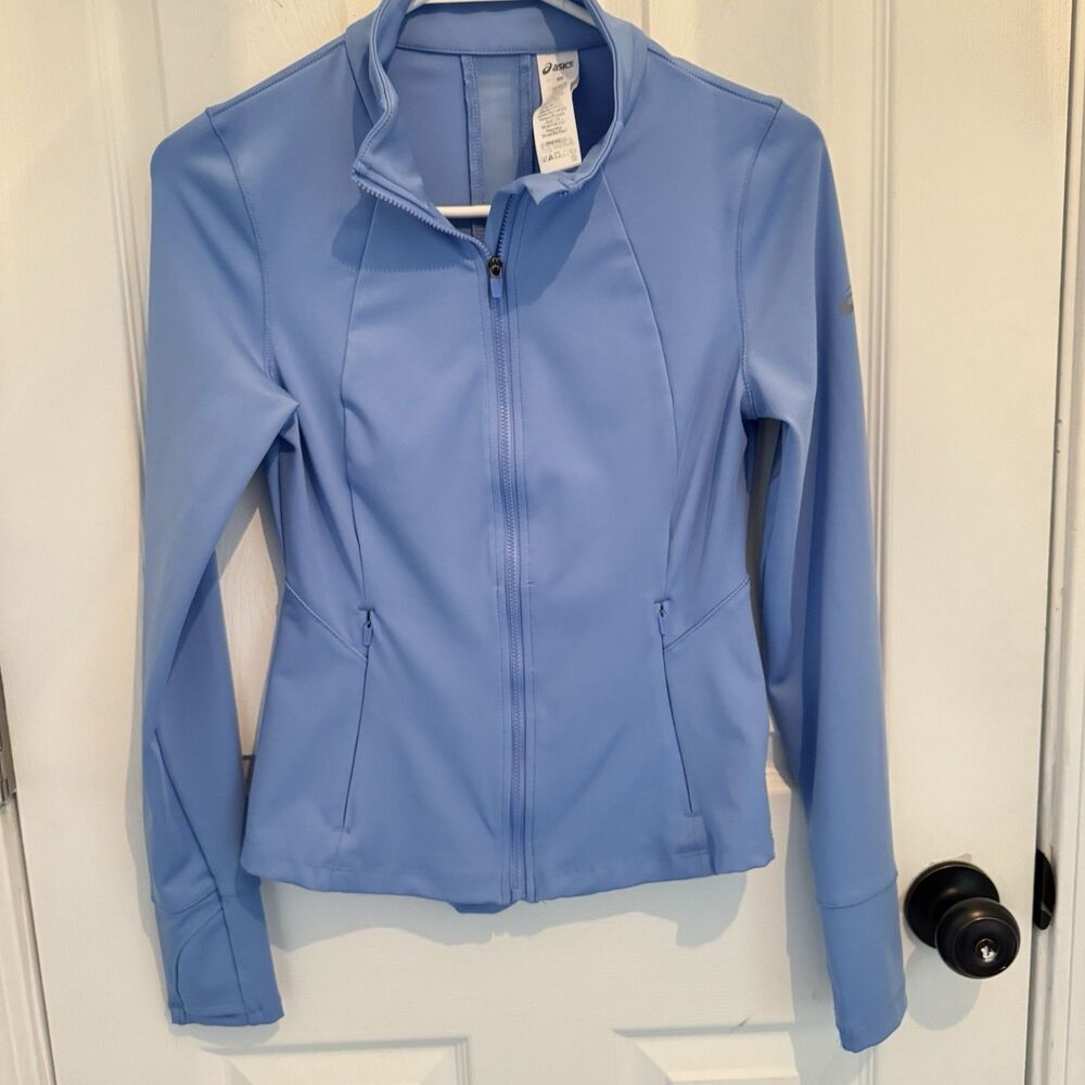 Asics Women's Full-Zip Athletic Workout Jacket in Light Blue XS